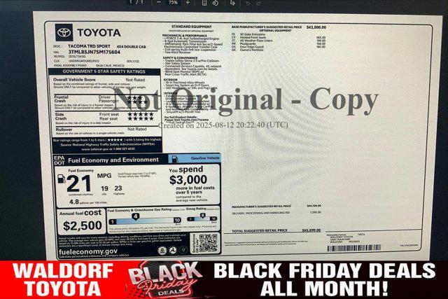 new 2025 Toyota Tacoma car, priced at $43,143