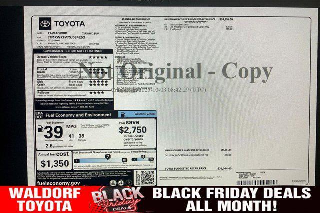 new 2025 Toyota RAV4 Hybrid car, priced at $35,044