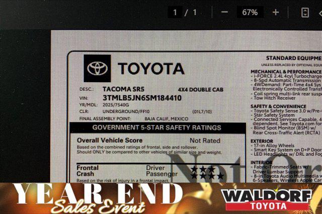 new 2025 Toyota Tacoma car, priced at $40,686