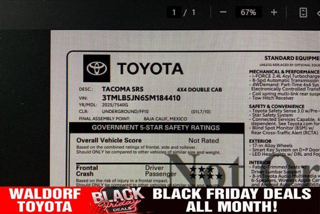 new 2025 Toyota Tacoma car, priced at $40,686