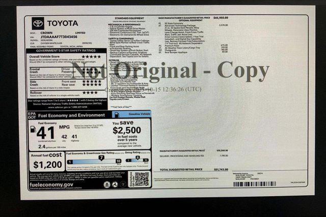 new 2026 Toyota Crown car, priced at $47,825