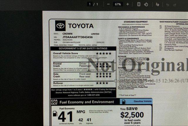 new 2026 Toyota Crown car, priced at $47,825