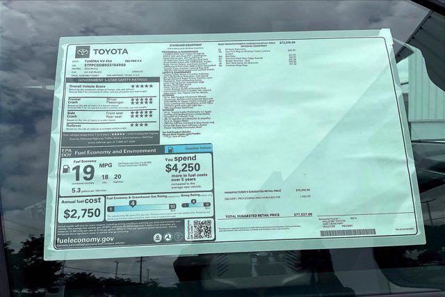 new 2025 Toyota Tundra Hybrid car, priced at $72,447