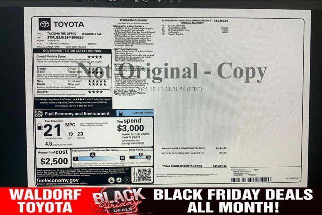 new 2025 Toyota Tacoma car, priced at $43,291