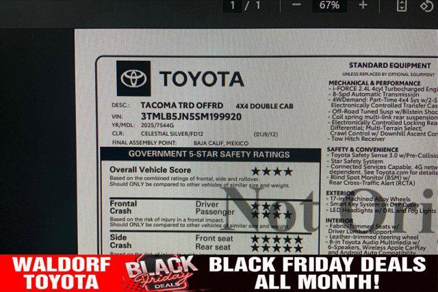 new 2025 Toyota Tacoma car, priced at $43,291