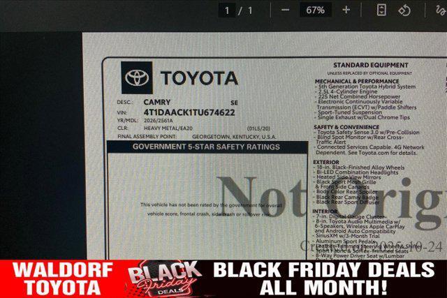 new 2026 Toyota Camry car, priced at $31,269