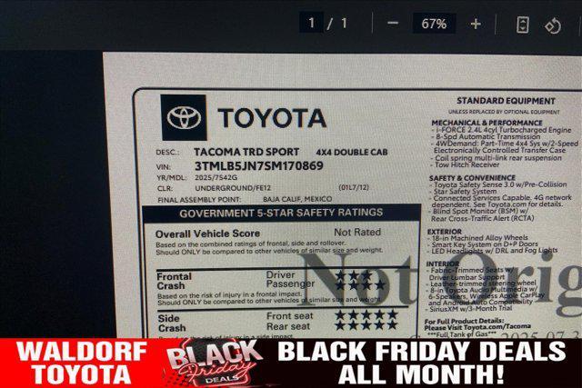 new 2025 Toyota Tacoma car, priced at $43,143