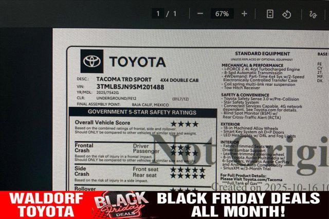 new 2025 Toyota Tacoma car, priced at $43,011