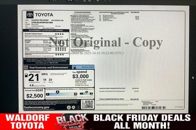 new 2025 Toyota Tacoma car, priced at $43,011