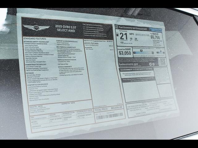 new 2025 Genesis GV80 car, priced at $63,630