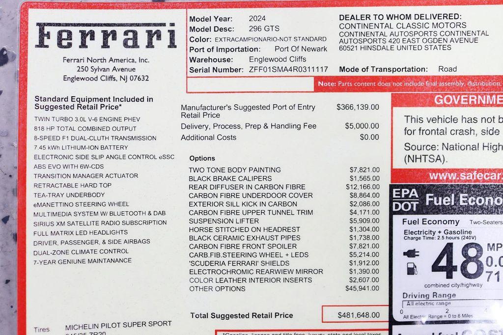 used 2024 Ferrari 296 GTS car, priced at $469,888