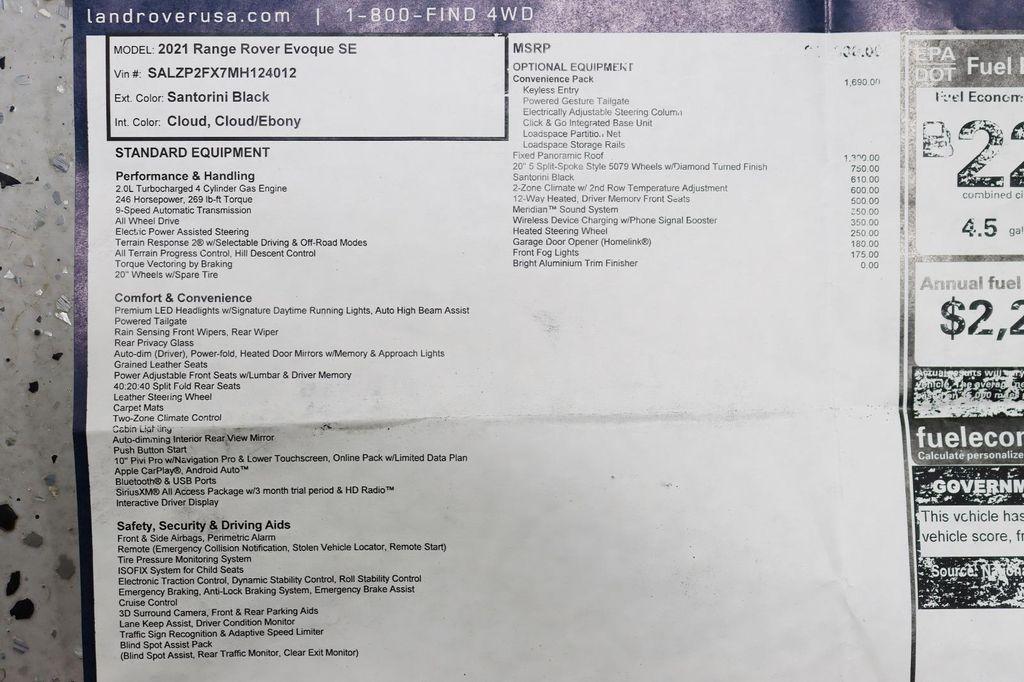 used 2021 Land Rover Range Rover Evoque car, priced at $29,888