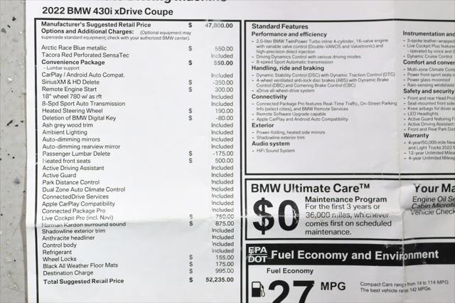 used 2022 BMW 430 car, priced at $34,888