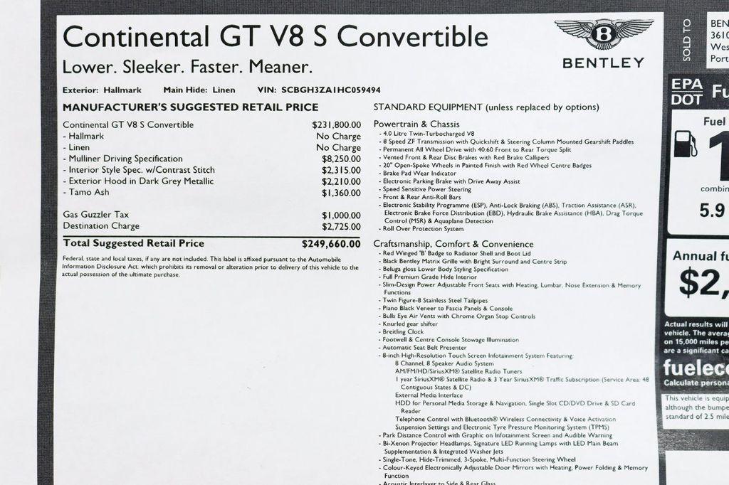 used 2017 Bentley Continental GT car, priced at $89,888