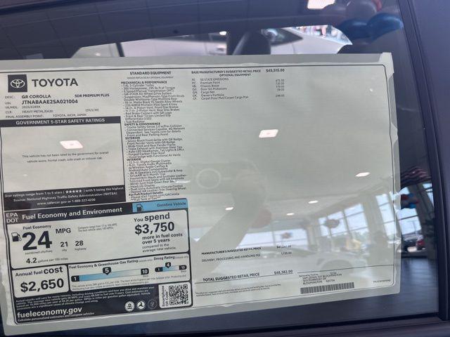 new 2025 Toyota GR Corolla car, priced at $45,635