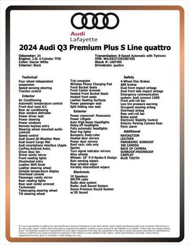 new 2024 Audi Q3 car, priced at $50,425