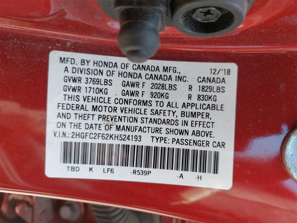 used 2019 Honda Civic car, priced at $16,500