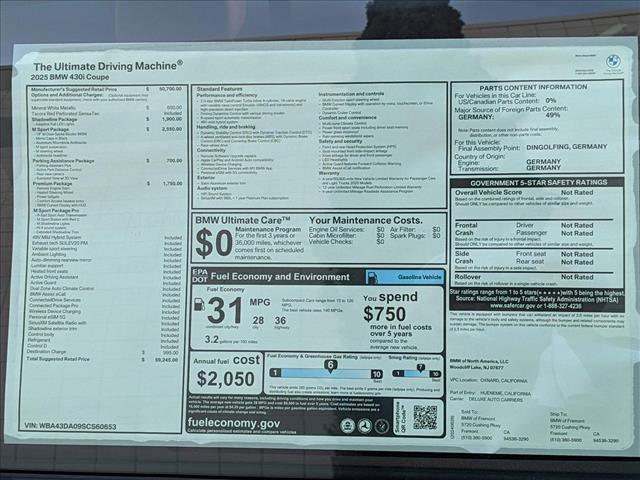 new 2025 BMW 430 car, priced at $59,245