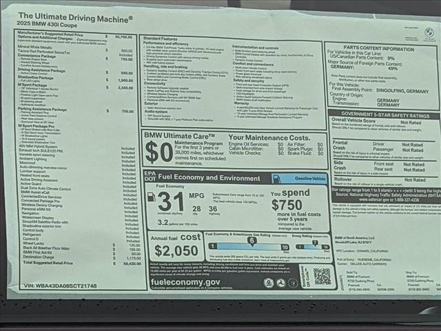 new 2025 BMW 430 car, priced at $59,430