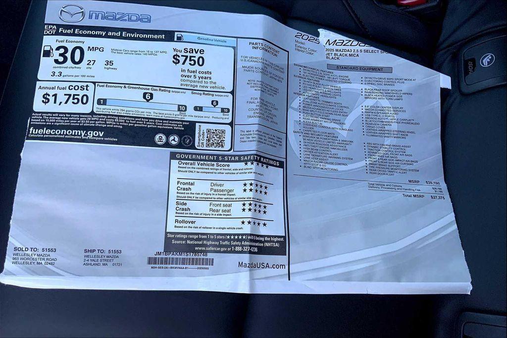 new 2025 Mazda Mazda3 car, priced at $27,375