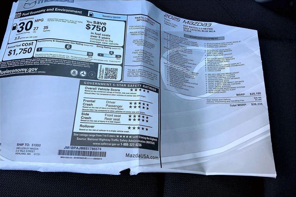 new 2025 Mazda Mazda3 car, priced at $26,335