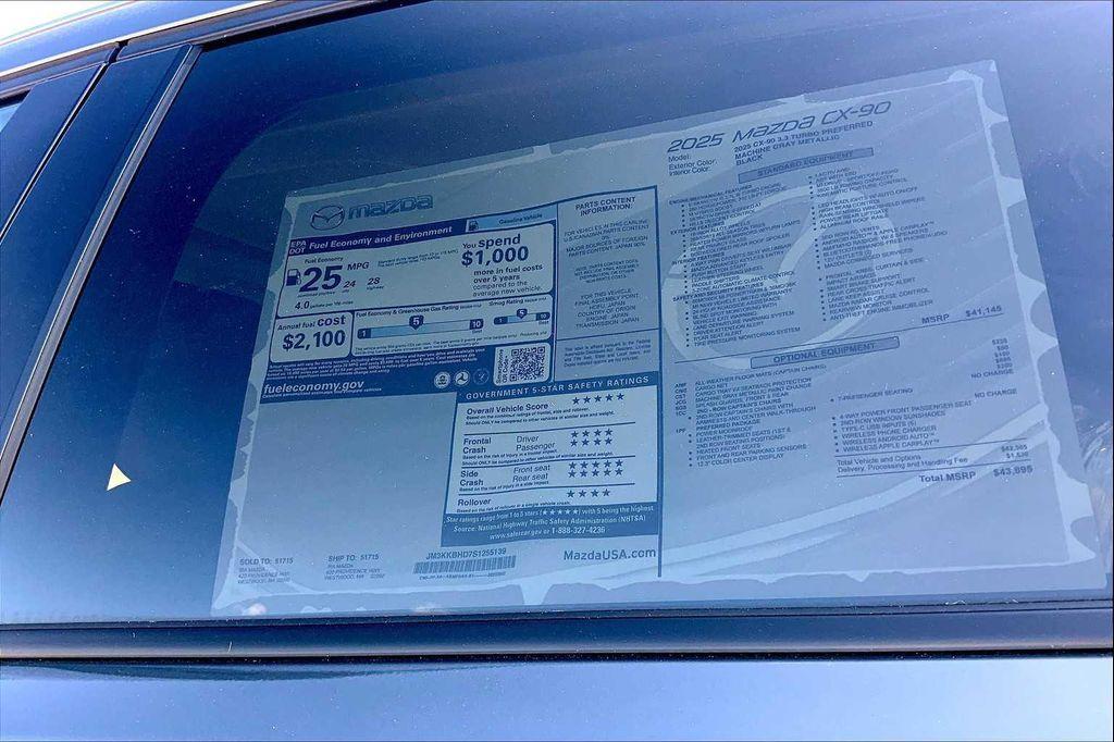 new 2025 Mazda CX-90 car, priced at $43,895