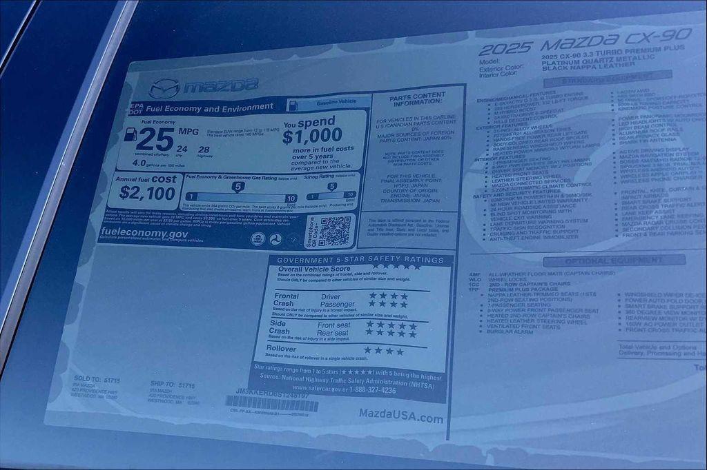 new 2025 Mazda CX-90 car, priced at $51,355