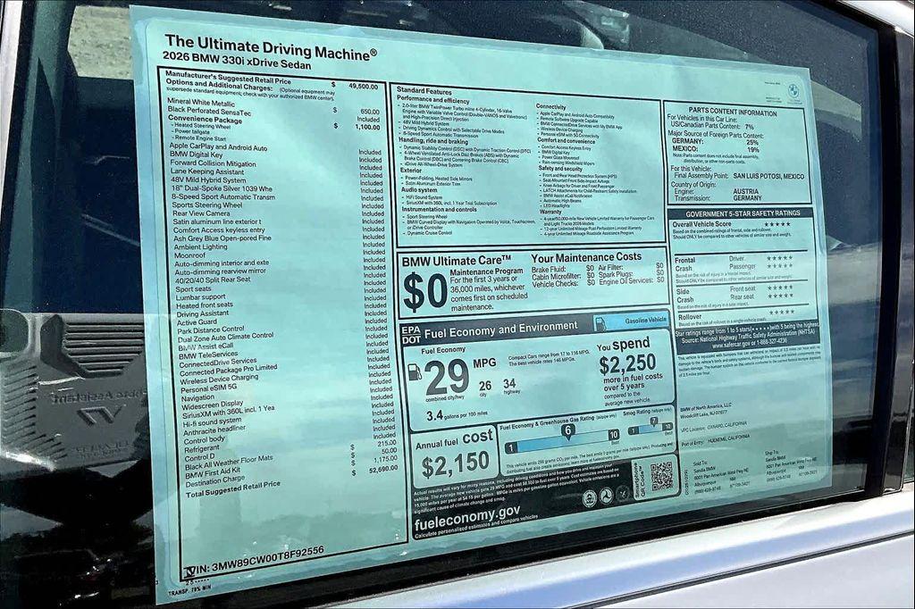 new 2026 BMW 330 car, priced at $52,690