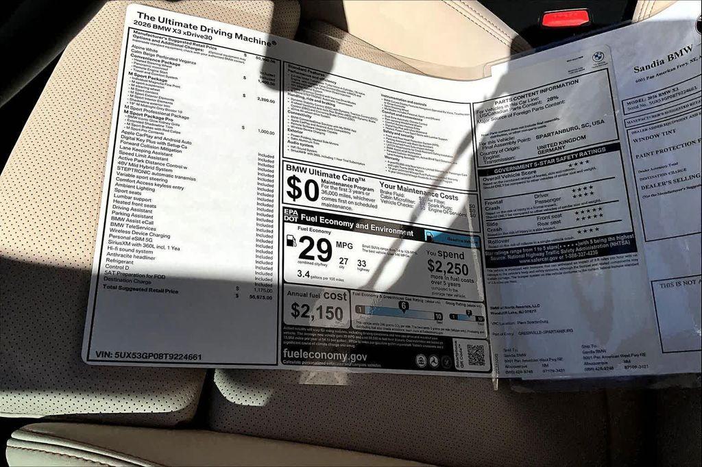 new 2026 BMW X3 car, priced at $56,675