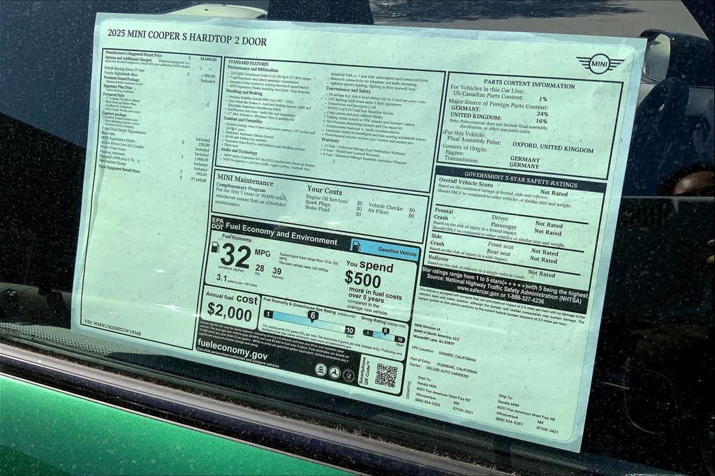 new 2025 MINI Hardtop car, priced at $35,000