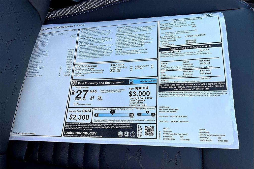 new 2026 MINI Countryman car, priced at $41,110