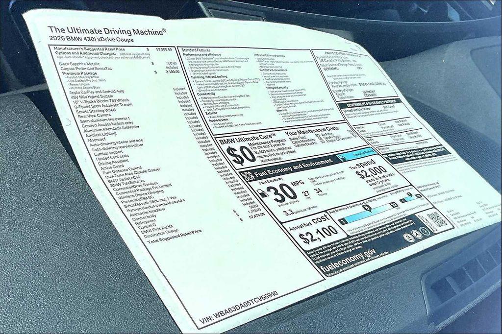 new 2026 BMW 430 car, priced at $57,475