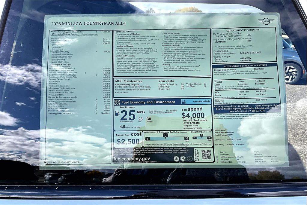 new 2026 MINI Countryman car, priced at $52,800