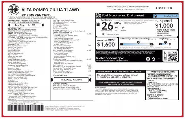 used 2017 Alfa Romeo Giulia car, priced at $16,995