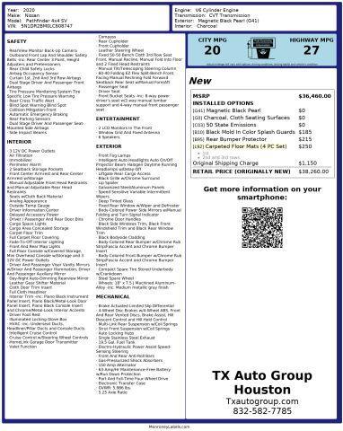 used 2020 Nissan Pathfinder car, priced at $18,733