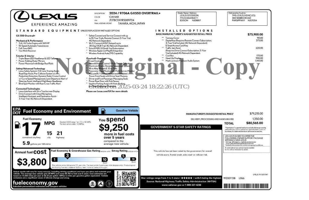 used 2024 Lexus GX 550 car, priced at $87,995