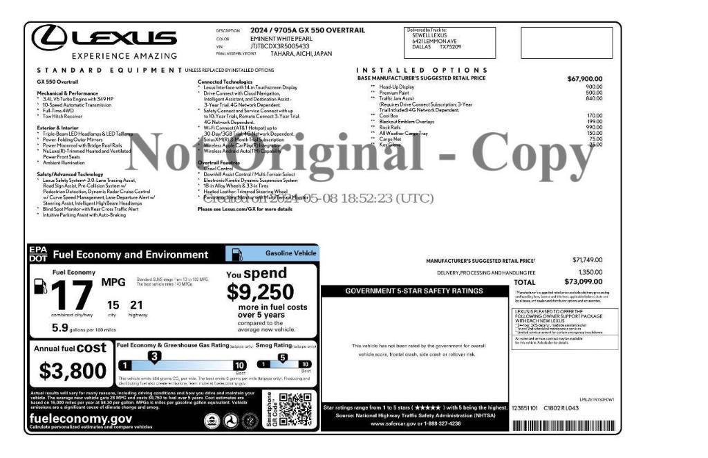 used 2024 Lexus GX 550 car, priced at $83,995