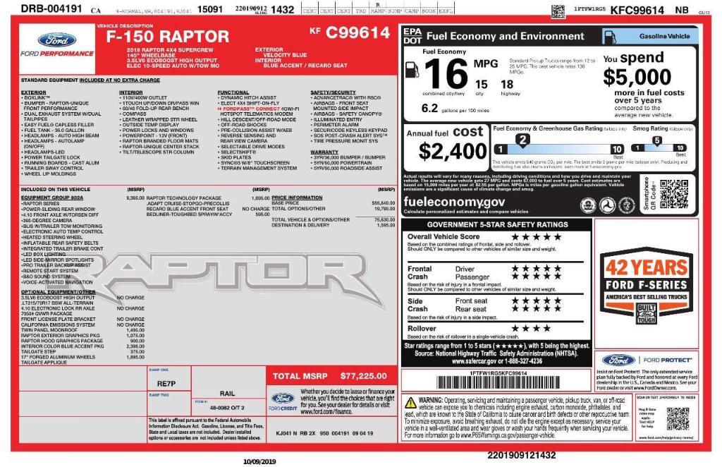 used 2019 Ford F-150 car, priced at $45,733