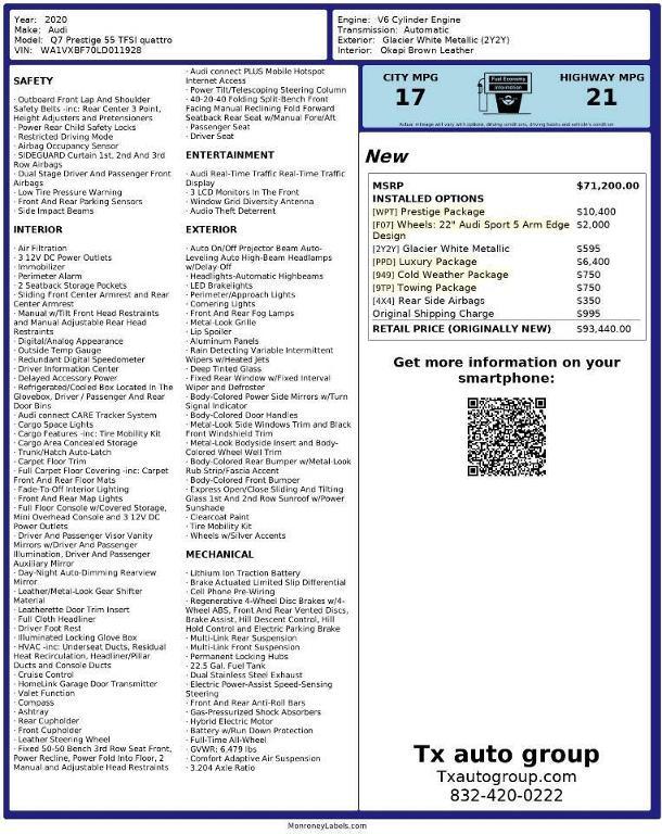 used 2020 Audi Q7 car, priced at $34,195