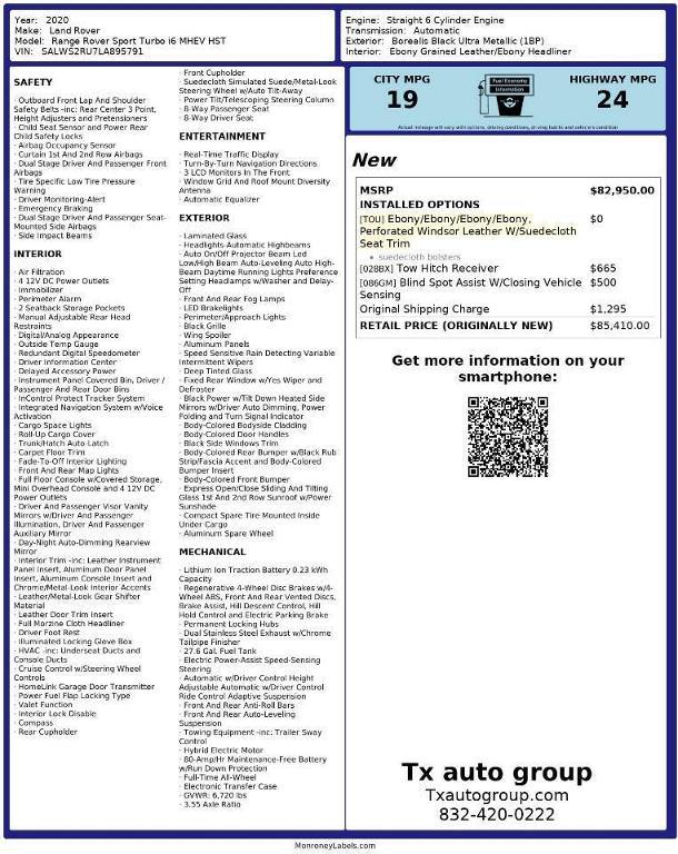 used 2020 Land Rover Range Rover Sport car, priced at $31,350