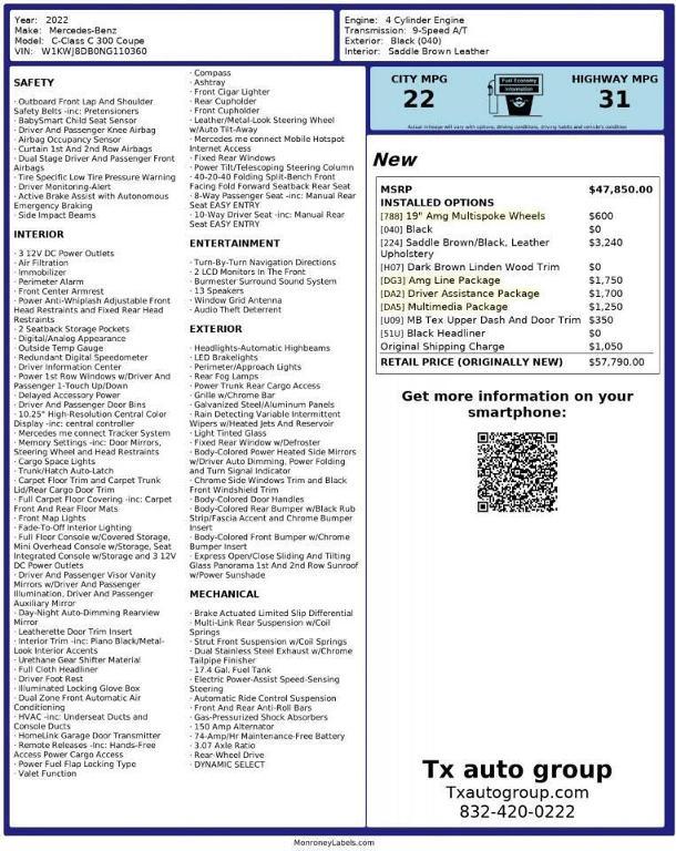 used 2022 Mercedes-Benz C-Class car, priced at $31,433