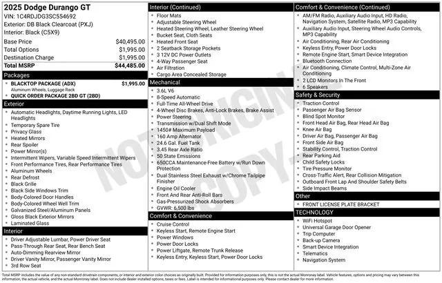 new 2025 Dodge Durango car, priced at $37,235