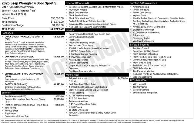 new 2025 Jeep Wrangler car, priced at $45,960