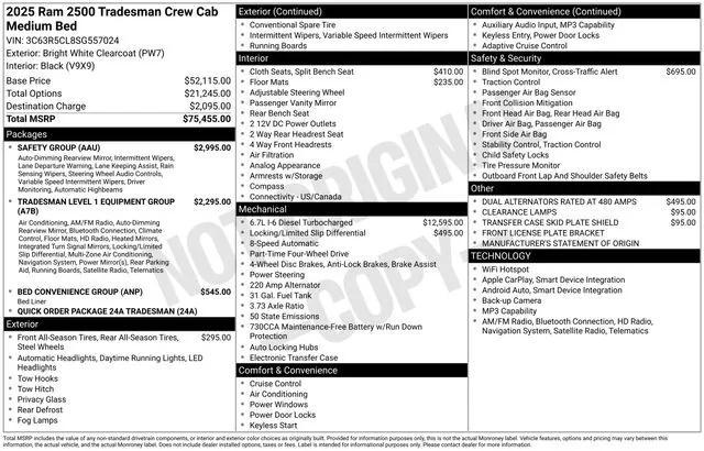 new 2025 Ram 2500 car, priced at $66,855