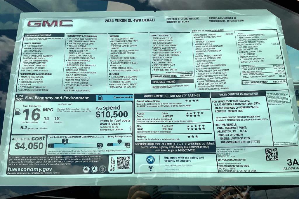 new 2024 GMC Yukon XL car, priced at $88,030