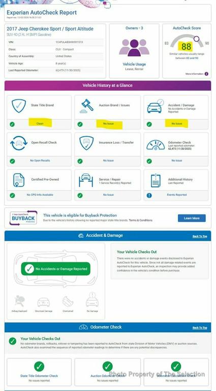 used 2017 Jeep Cherokee car, priced at $12,400