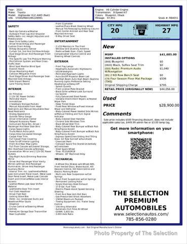 used 2021 Toyota Highlander car, priced at $28,900