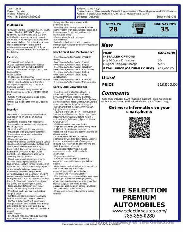 used 2019 Toyota Corolla car, priced at $13,900