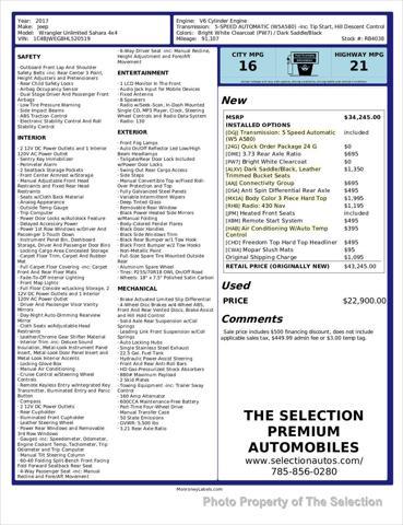 used 2017 Jeep Wrangler Unlimited car, priced at $22,900