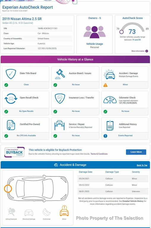 used 2019 Nissan Altima car, priced at $13,900
